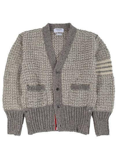 Mohair Tweed 4-Bar Classic V-neck Cardigan Light Grey - THOM BROWNE - BALAAN 2