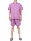 Poplin Pajamas Organic Cotton Short Sleeve Shirt Pink - TEKLA - 6