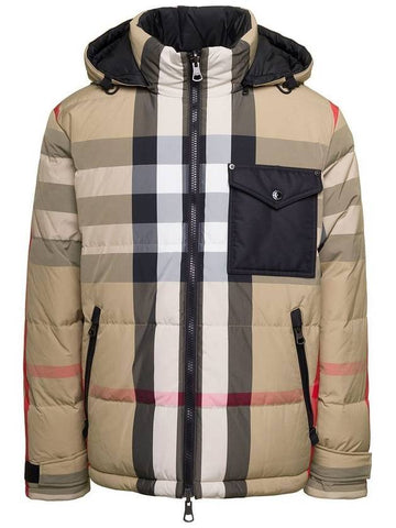 Check Reversible Hooded Padding Beige - BURBERRY - BALAAN 1