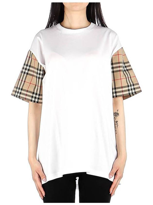 Vintage Check Sleeve Short Sleeve T-Shirt White - BURBERRY - BALAAN 2