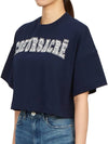 Logo Crop Short Sleeve T-shirt Navy - AMI - BALAAN 3