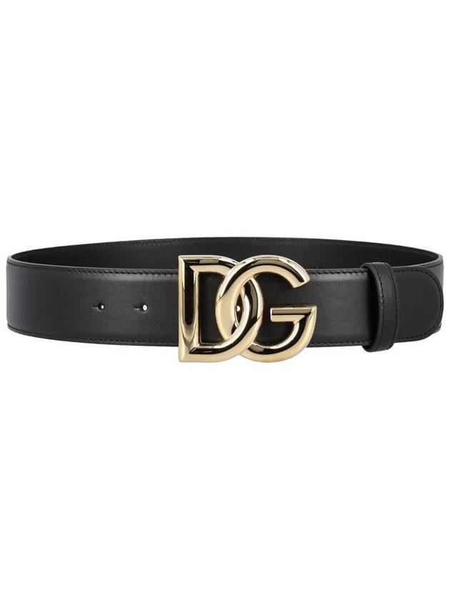 gold DG logo leather belt black - DOLCE&GABBANA - BALAAN 3