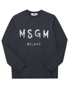 Milano Brushed Logo Crew Neck Long Sleeve T-Shirt Dark Grey - MSGM - BALAAN 3