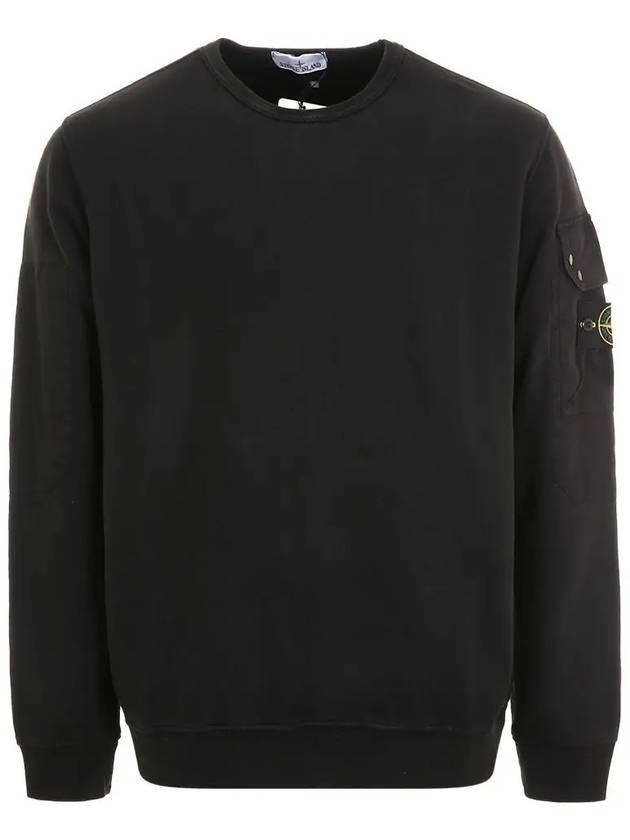 Brushed Organic Cotton Fleece Sweatshirt Black - STONE ISLAND - BALAAN 3