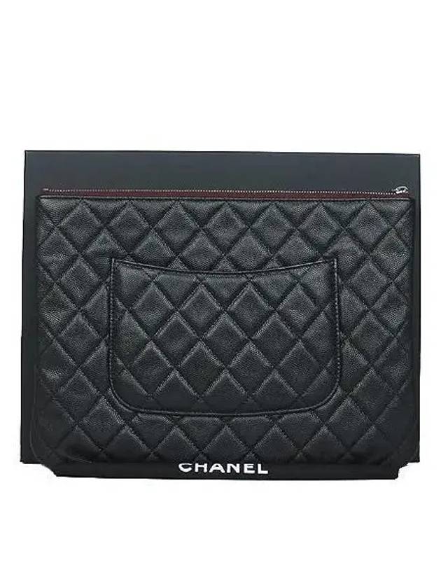 A82545 Classic Caviar Black Silver Logo New Medium Clutch - CHANEL - BALAAN 2