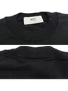 Heart Embroidered Logo Crew Neck Knit Top Black - AMI - BALAAN 3