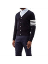 Men's Sustainable Classic Diagonal Wool Cardigan Navy - THOM BROWNE - BALAAN 4