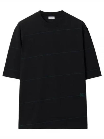 Striped Cotton Short Sleeve T-Shirt Black - BURBERRY - BALAAN 2