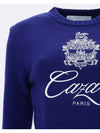 Embroidered Logo Ribbed Knit Top Navy Blue - CASABLANCA - BALAAN 4