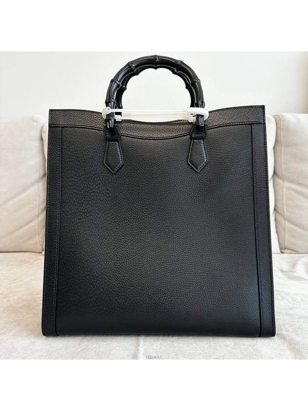 Diana Large Leather Tote Bag Black - GUCCI - BALAAN 4