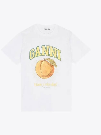 Women's Relaxed Peach Print Short Sleeve T-Shirt White - GANNI - BALAAN 2