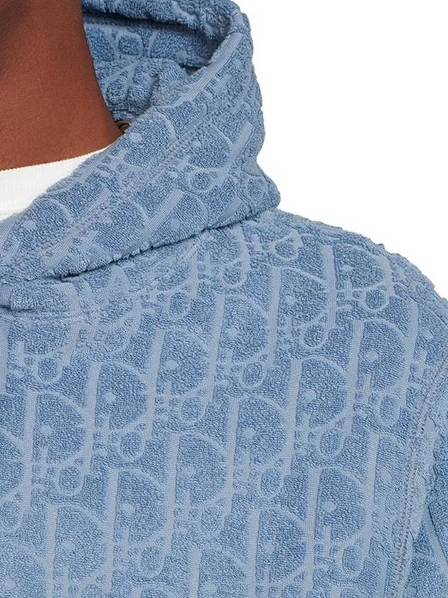 Oblique Relaxed Fit Terry Cotton Jacquard Hoodie Blue - DIOR - BALAAN 8