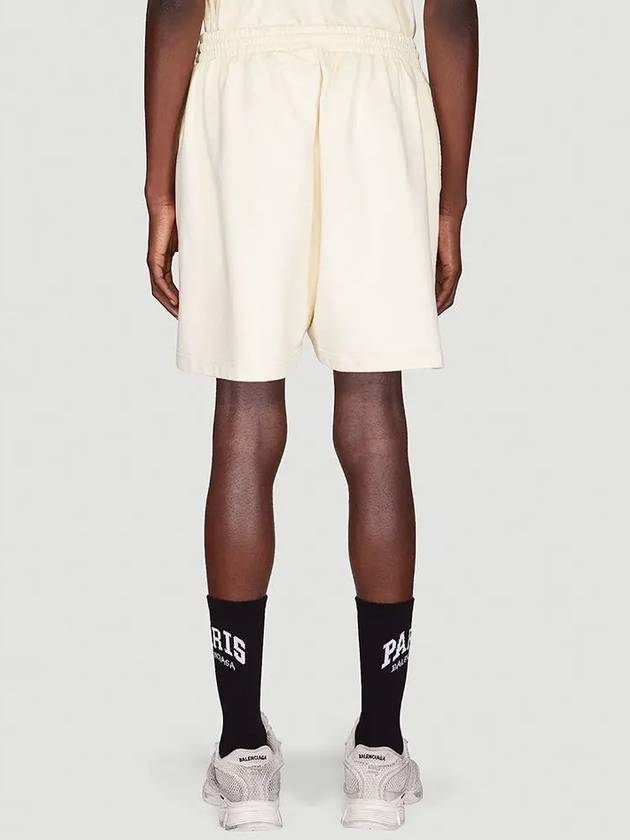 Logo Symbol Print Drawstring Banding Sweat Shorts Cream - BALENCIAGA - BALAAN 3