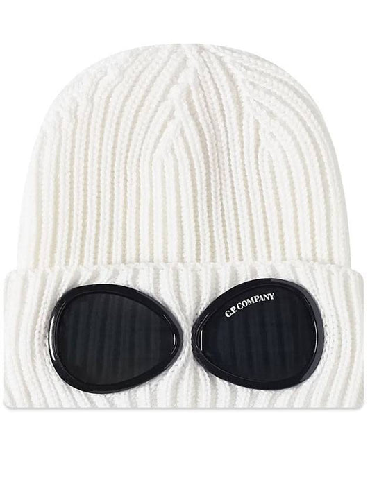 Goggles Wool Beanie White - CP COMPANY - BALAAN.