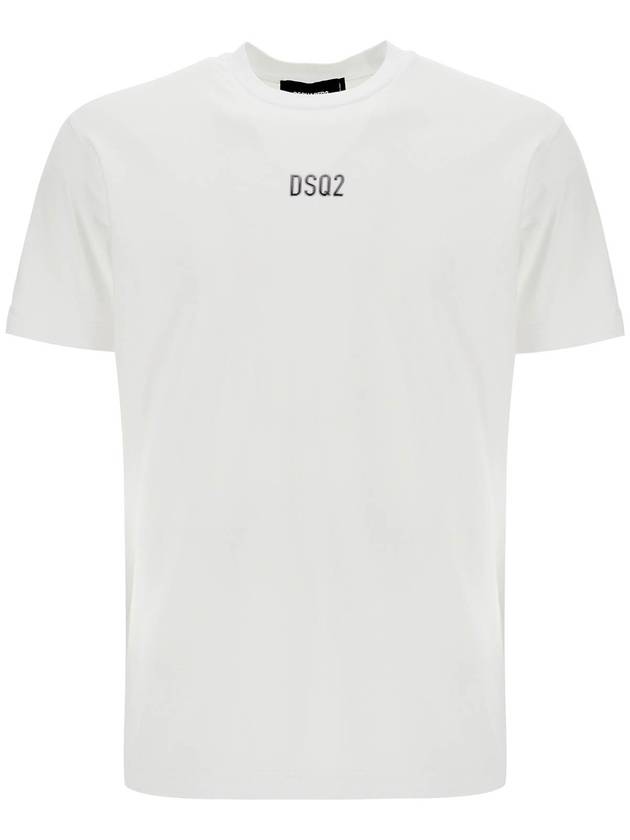 white cotton t-shirt with embroidered logo - DSQUARED2 - BALAAN 1