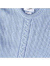 Men's Cable Stitch Merino Striped Wool Knit Top Light Blue - THOM BROWNE - BALAAN 7