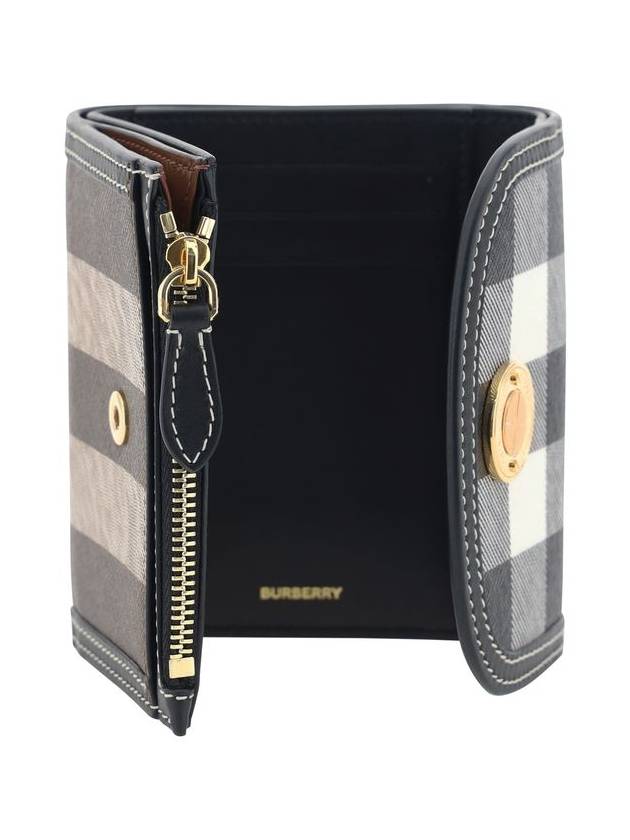 Check Print Leather Half Wallet Brown - BURBERRY - BALAAN 4