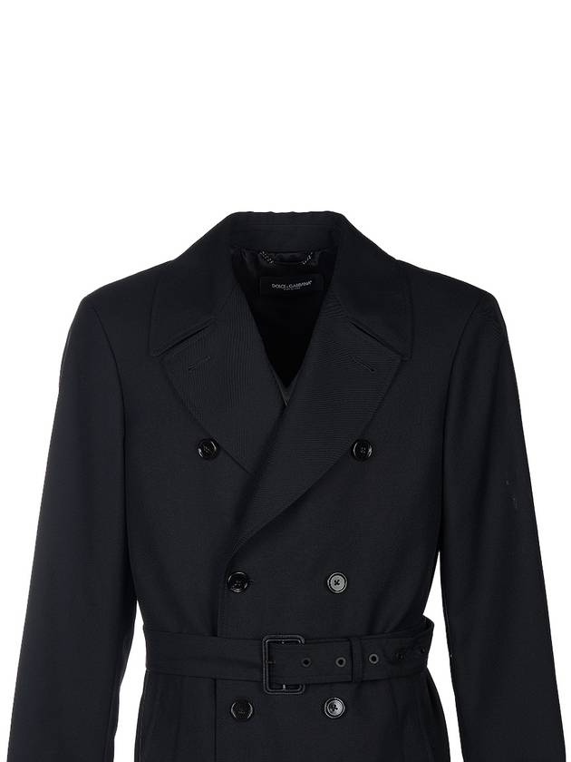 Men's Wool Trench Coat Black - DOLCE&GABBANA - BALAAN.