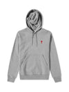 Small Heart Logo Cotton Hoodie Grey - AMI - BALAAN.