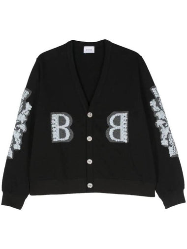 Women's Cashmere B Logo Cardigan Black - BARRIE - BALAAN 1