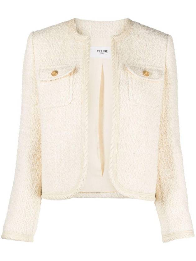 Chelsea Tweed Wool Jacket Ivory - CELINE - BALAAN 1