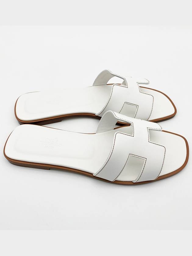 Oran Calfskin Slippers Blanc - HERMES - BALAAN 5