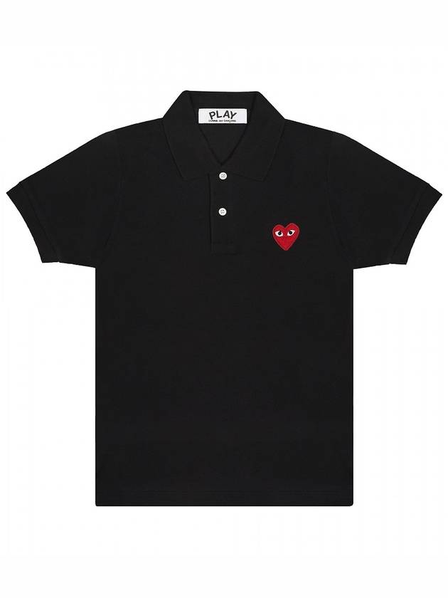 Men's Black Heart Waffen Short Sleeve T-Shirt Black - COMME DES GARCONS PLAY - BALAAN 2