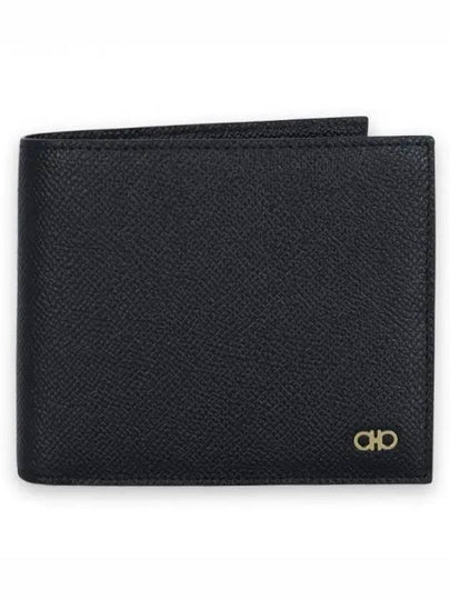 Gancini Plaque Half Wallet Black - SALVATORE FERRAGAMO - BALAAN 2