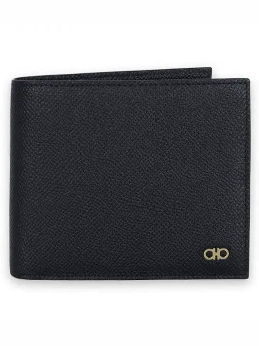 Gancini Plaque Half Wallet Black - SALVATORE FERRAGAMO - BALAAN 2