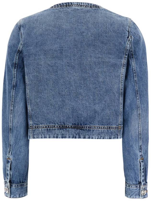 Blue Cropped Jacket With Patch Pockets On The Front In Cotton Blend Woman - PINKO - BALAAN 2