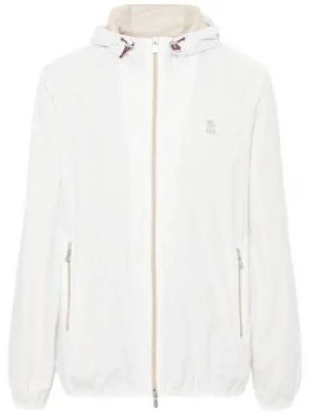 Embroidered Logo Zip-up Hoodie White - BRUNELLO CUCINELLI - BALAAN 2