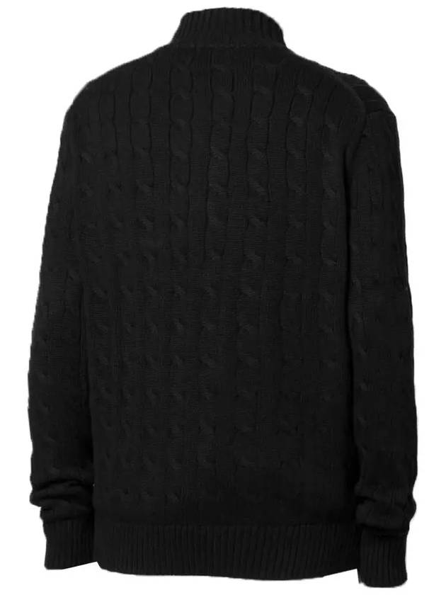 Men's Embroidery Pony Cable Half Zip Up Knit Top Black - POLO RALPH LAUREN - BALAAN 4