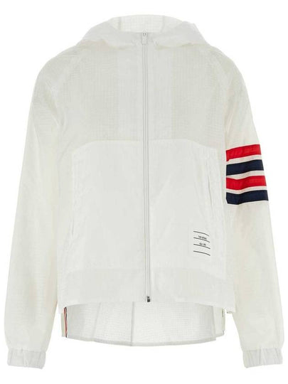 4 Bar Ripstop Polyamide Windbreaker White - THOM BROWNE - BALAAN 2