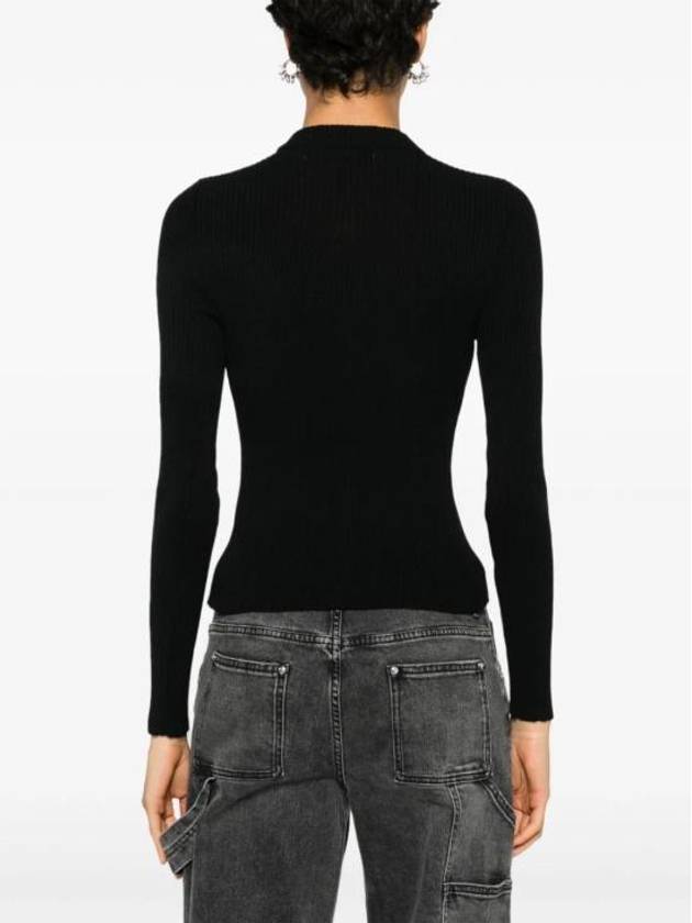 Stretch Ribbed Viscose Knit Top Black - MSGM - BALAAN 4