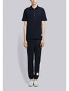 Men's Cotton Pique Center Bag Striped Short Sleeve Polo Shirt  Navy - THOM BROWNE - BALAAN 5