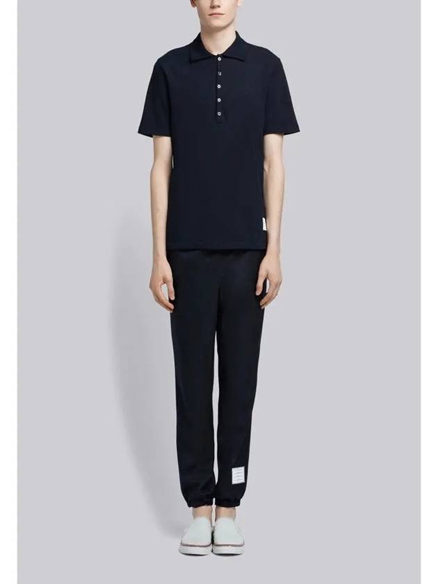 Men's Cotton Pique Center Bag Striped Short Sleeve Polo Shirt  Navy - THOM BROWNE - BALAAN 5