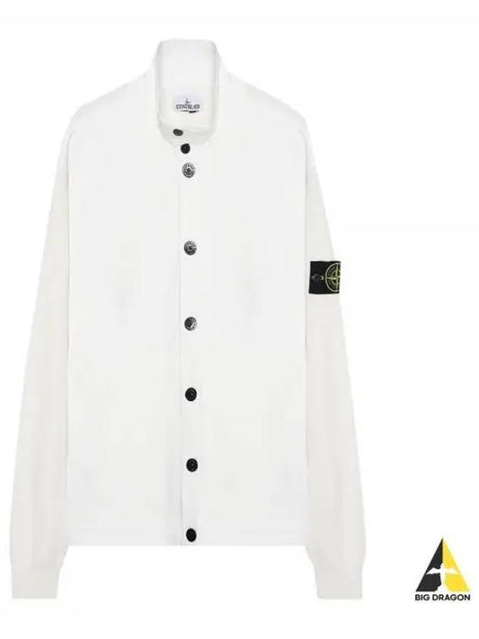 Badge Button Knit Cardigan White - STONE ISLAND - BALAAN 2