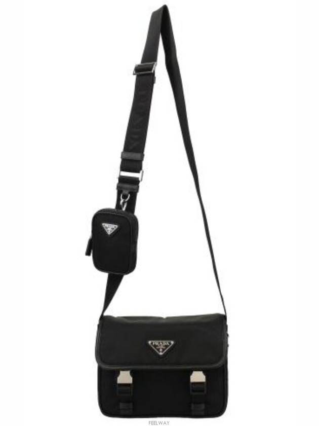 Re-Nylon Saffiano Leather Cross Bag Black - PRADA - BALAAN 5