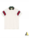 Web Cotton Jersey Short Sleeve Polo Shirt White - GUCCI - BALAAN 2