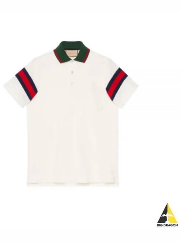 Web Cotton Jersey Short Sleeve Polo Shirt White - GUCCI - BALAAN 2