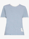 Women's Melange Jersey Ringer Short Sleeve T-Shirt Light Blue - THOM BROWNE - BALAAN 2