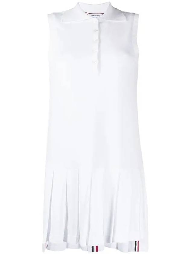 Women's Classic Pique Sleeveless Tennis Dress White - THOM BROWNE - BALAAN 3