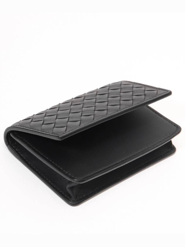 Intrecciato Flap Card Wallet Black - BOTTEGA VENETA - BALAAN 4