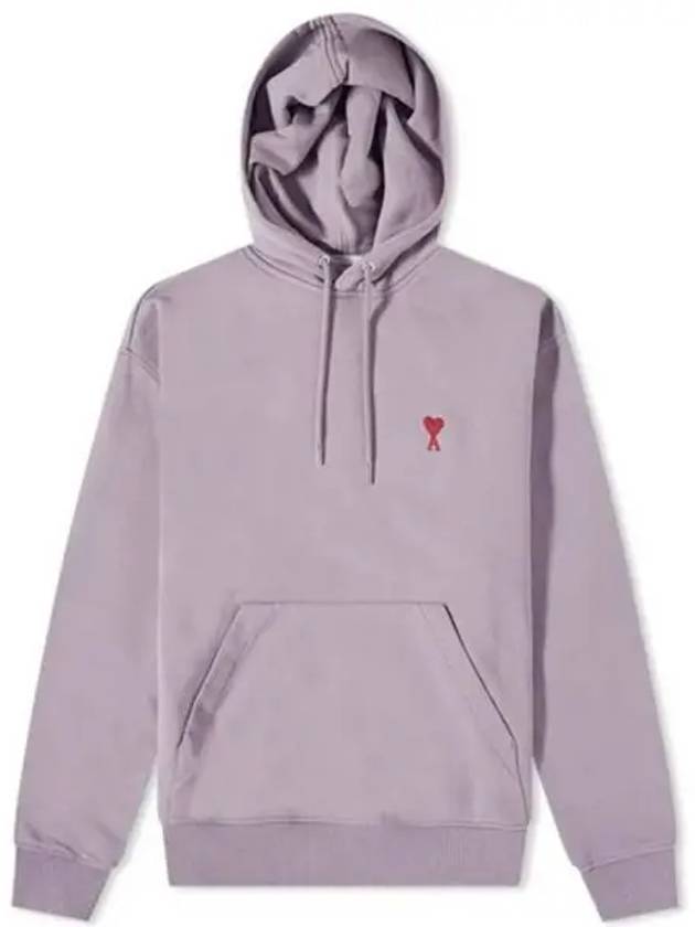 Small Heart Logo Cotton Hoodie Purple - AMI - BALAAN 2