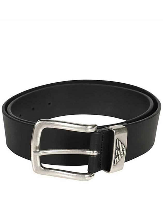 Men's Logo Buckle Leather Belt Black - EMPORIO ARMANI - BALAAN 3