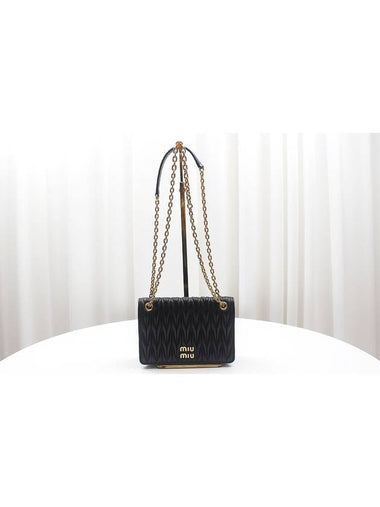 Matelasse Nappa Mini Chain Shoulder Bag Black 5BP065 - MIU MIU - BALAAN 1