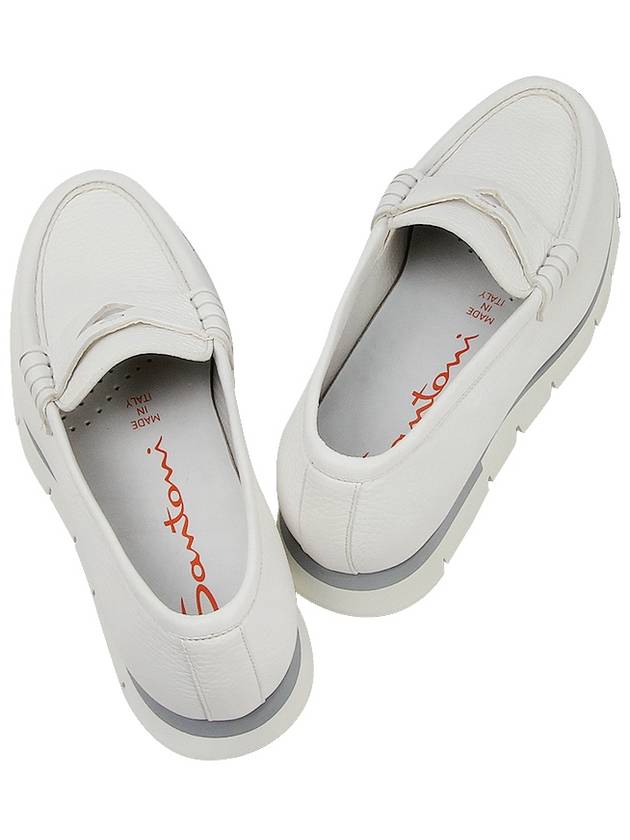 Women's Leather Loafers White - SANTONI - BALAAN 8