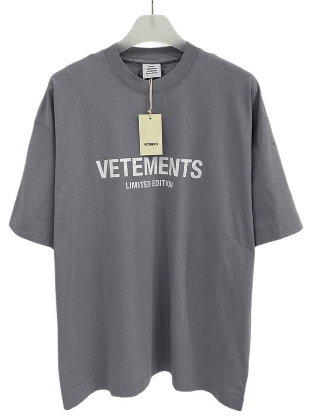 Men's Logo Print Short Sleeve T-Shirt Purple - VETEMENTS - BALAAN 6