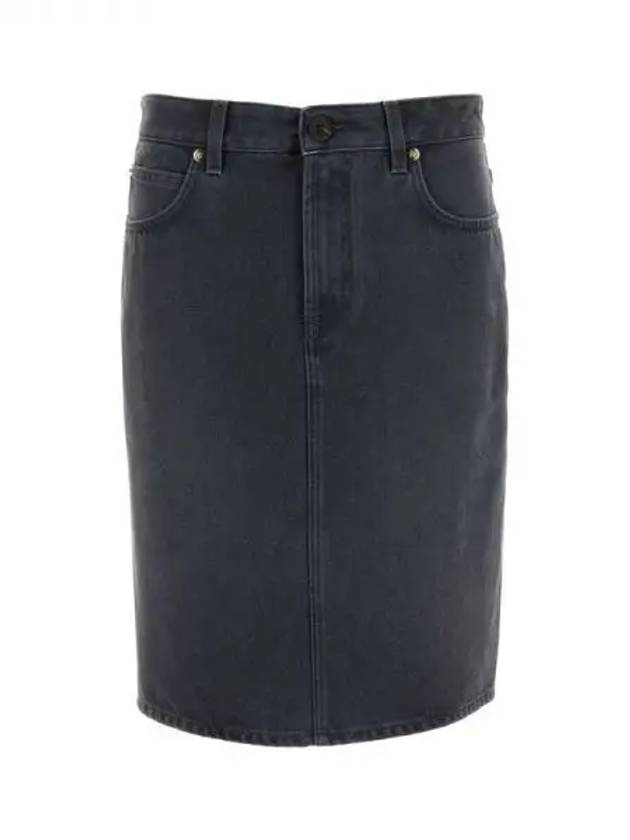 Logo Patch Denim Midi Skirt 271064 - MIU MIU - BALAAN 1