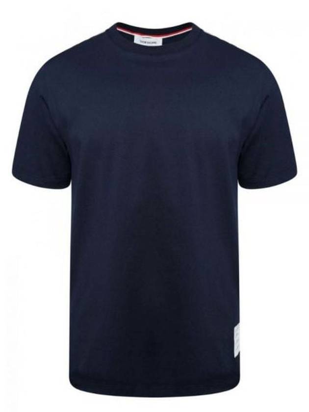 Men's Side Slit Relaxed Short Sleeve T-Shirt Navy - THOM BROWNE - BALAAN 2